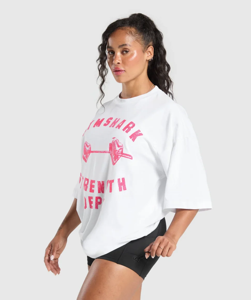 BRABELL HEARTS OVERSIZED BAGGY BLANCO GYMSHARK - Imagen 2