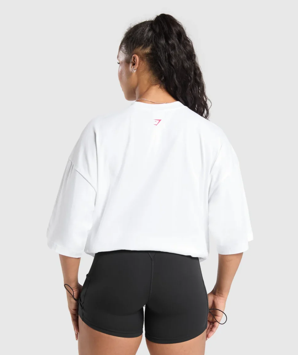 BRABELL HEARTS OVERSIZED BAGGY BLANCO GYMSHARK - Imagen 3