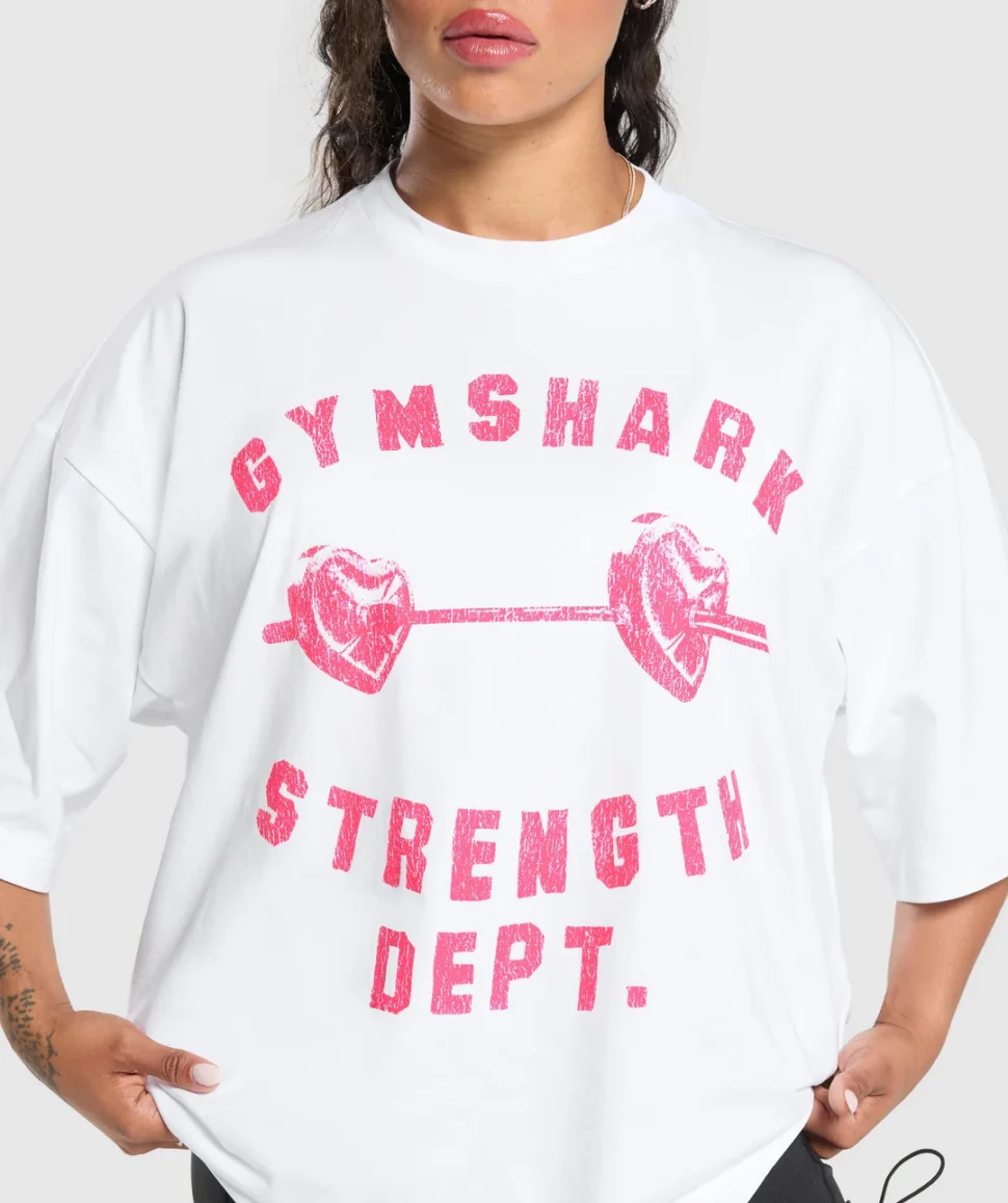 BRABELL HEARTS OVERSIZED BAGGY BLANCO GYMSHARK - Imagen 4