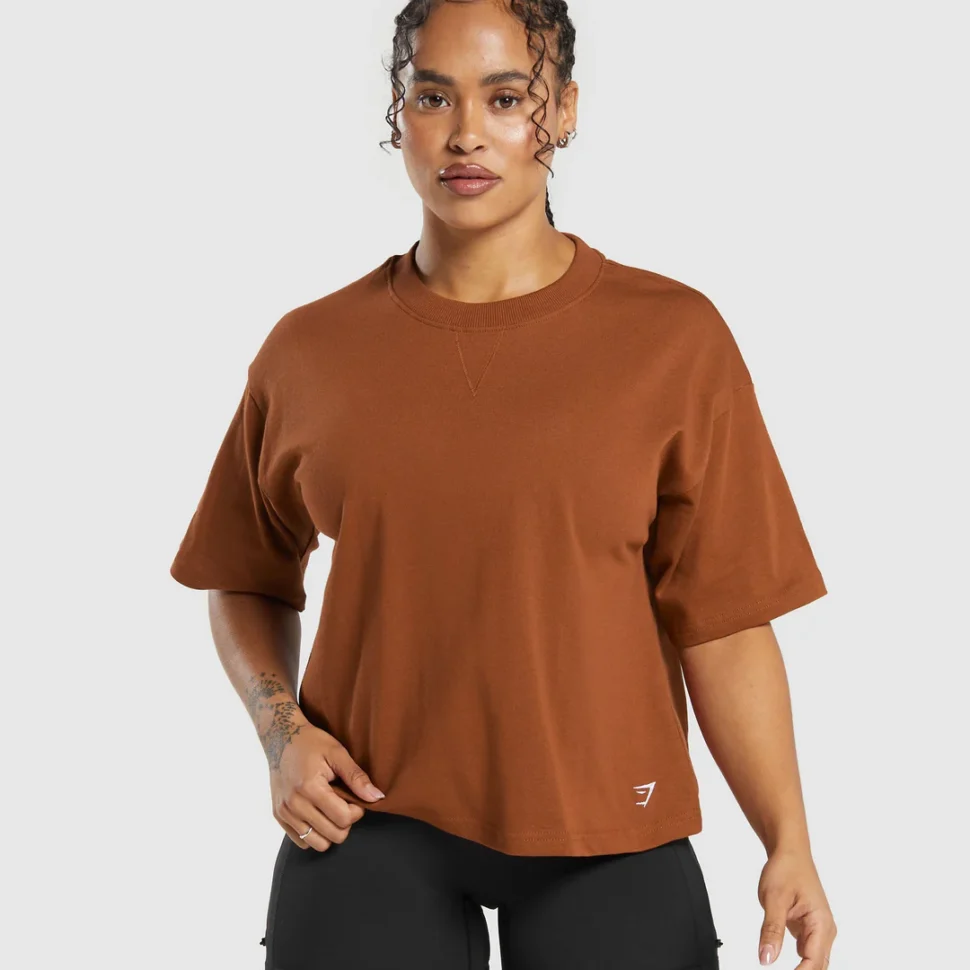 HEAVYWEIGHT COTTON TSHIRT MARRON GYMSHARK